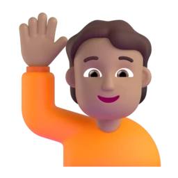 Person raising hand: medium skin tone animated emoji