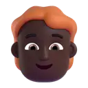 Person: red hair: dark skin tone 3D animated emoji