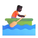 Person rowing boat: dark skin tone 3D animated emoji