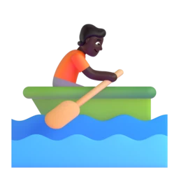 Person rowing boat: dark skin tone animated emoji