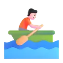 Person rowing boat: light skin tone 3D animated emoji