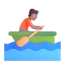 Person rowing boat: medium skin tone 3D animated emoji