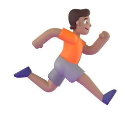 Person running facing right: medium skin tone animated emoji
