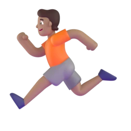 Person running: medium skin tone animated emoji