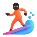 Person surfing: dark skin tone 3D animated emoji