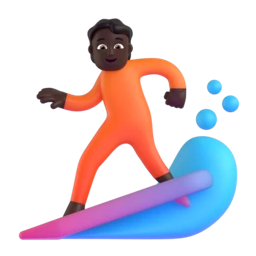 Person surfing: dark skin tone animated emoji
