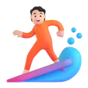 Person surfing: light skin tone 3D animated emoji