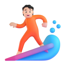 Person surfing: light skin tone animated emoji