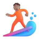 Person surfing: medium skin tone 3D animated emoji