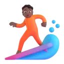Person surfing: medium-dark skin tone 3D animated emoji