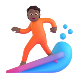 Person surfing: medium-dark skin tone animated emoji