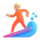 Person surfing: medium-light skin tone 3D animated emoji