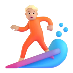 Person surfing: medium-light skin tone animated emoji