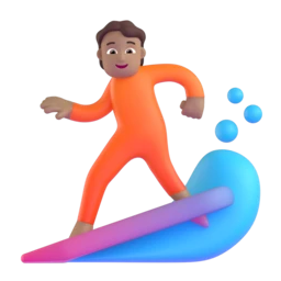Person surfing: medium skin tone animated emoji