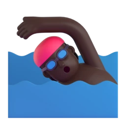 Person swimming: dark skin tone animated emoji