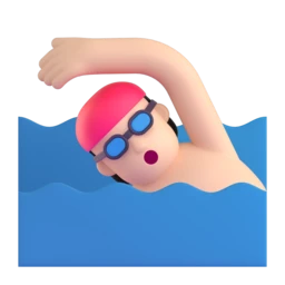 Person swimming: light skin tone animated emoji