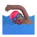 Person swimming: medium-dark skin tone 3D animated emoji