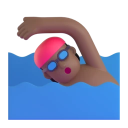 Person swimming: medium-dark skin tone animated emoji