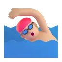 Person swimming: medium-light skin tone 3D animated emoji