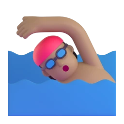 Person swimming: medium skin tone animated emoji