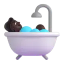 Person taking bath: dark skin tone 3D animated emoji