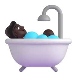 Person taking bath: dark skin tone animated emoji