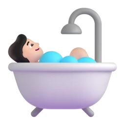 Person taking bath: light skin tone animated emoji