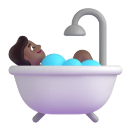 Person taking bath: medium-dark skin tone animated emoji