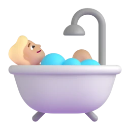 Person taking bath: medium-light skin tone animated emoji