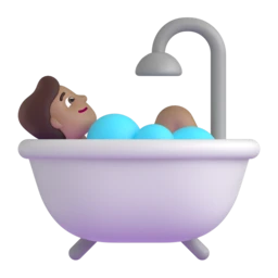 Person taking bath: medium skin tone animated emoji