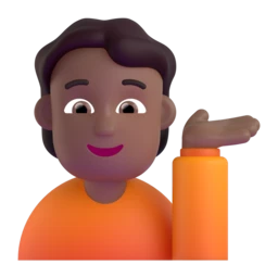 Person tipping hand: medium-dark skin tone animated emoji