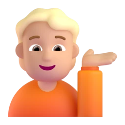 Person tipping hand: medium-light skin tone animated emoji