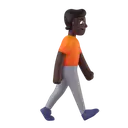 Person walking facing right: dark skin tone 3D animated emoji