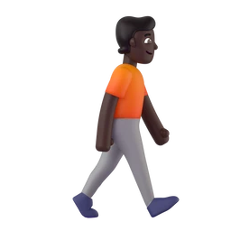Person walking facing right: dark skin tone animated emoji