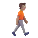 Person walking facing right: medium skin tone 3D animated emoji