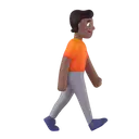 Person walking facing right: medium-dark skin tone 3D animated emoji
