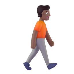 Person walking facing right: medium-dark skin tone animated emoji