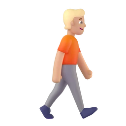 Person walking facing right: medium-light skin tone animated emoji