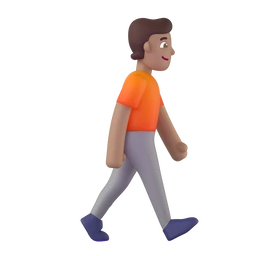 Person walking facing right: medium skin tone animated emoji