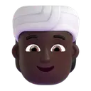 Person wearing turban: dark skin tone 3D animated emoji