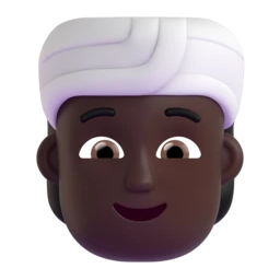 Person wearing turban: dark skin tone animated emoji