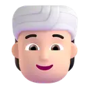 Person wearing turban: light skin tone 3D animated emoji