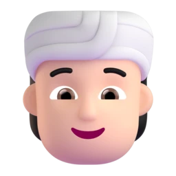 Person wearing turban: light skin tone animated emoji