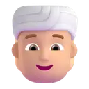 Person wearing turban: medium-light skin tone 3D animated emoji