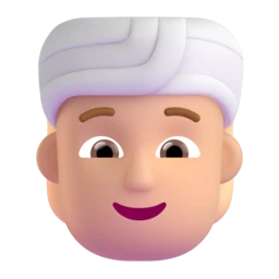 Person wearing turban: medium-light skin tone animated emoji