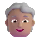 Person: white hair: medium skin tone 3D animated emoji