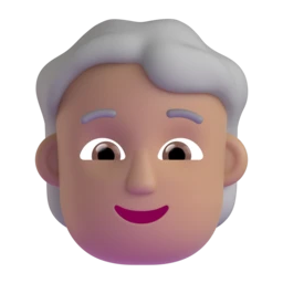 Person: white hair: medium skin tone animated emoji