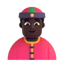 Person with skullcap: dark skin tone 3D animated emoji