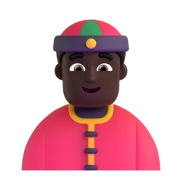 Person with skullcap: dark skin tone animated emoji