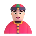 Person with skullcap: light skin tone 3D animated emoji